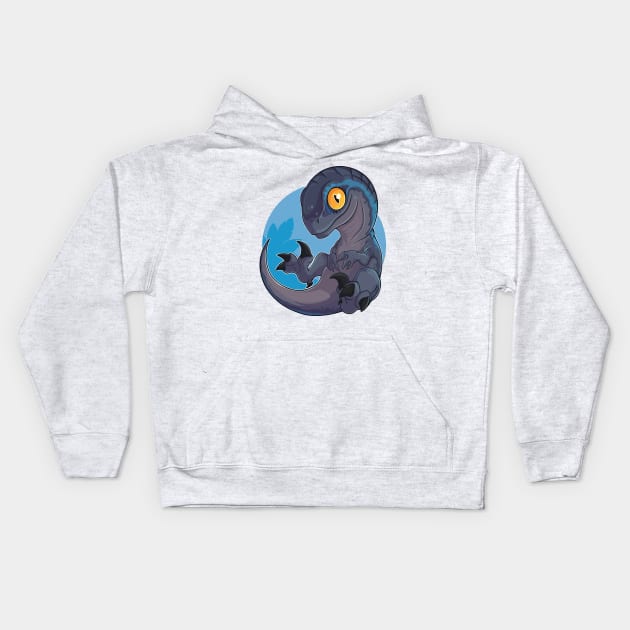 Blue: The Resting Velociraptor Kids Hoodie by WorldDinosaurs